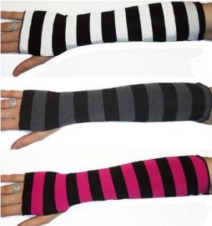 Nylon Striped Arm Warmers (Black/Purple;One Size