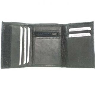 100% Genuine Leather Tri fold Mens Wallet Black #564