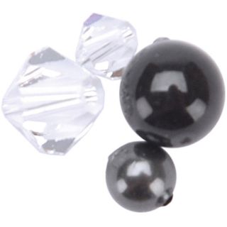 Black Crystal Bi cone and Pearl Beads (Pack of 28)