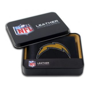 San Diego Chargers Mens Black Leather Bi fold Wallet