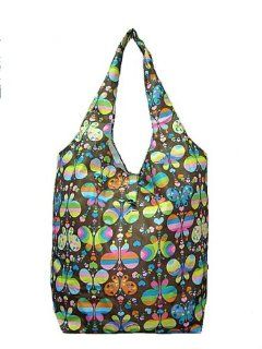 Sturdy Shopping Tote Bag   Rainbow Butterflies Pattern (Brown) Shoes
