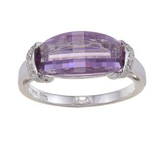 14k White Gold Amethyst and 1/8ct TDW Diamond Ring (G H, SI1 SI2