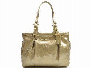 Coach Madison Patent Leather East West Tote Gold Shoes