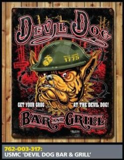 USMC Devil Dog Bar & Grill Steel Sign   7.62 Design