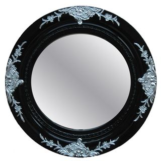 Traditional Glossy Black Decorative Round Framed Mirror