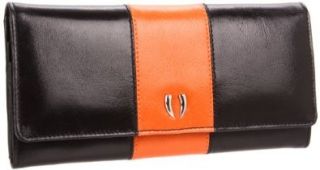 accordion clutch wallet PC 494 Wallet,Black/Orange,One Size Shoes