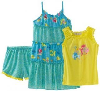 Komar Kids Girls 7 16 Blue Fish 3 Piece Pyjama, Yellow