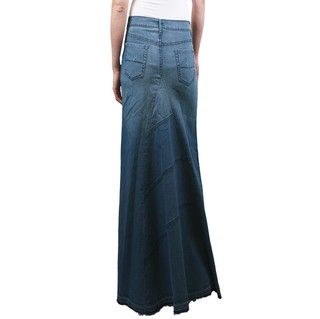 Tabeez Womens Long Frayed Denim Skirt