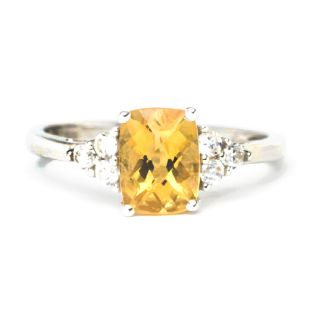 Sterling Silver Created Citrine and Cubic Zirconia Ring