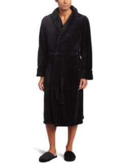 Joseph Abboud Mens Corel Fleece Robe With Slipper, Black