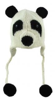 DeLux Panda Face Wool Pilot Animal Cap/Hat with Ear Flaps