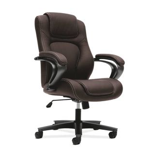 basyx by HON Brown Managerial Mid Back Chair with Loop Arms