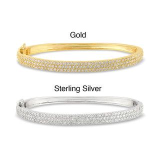 18k Gold Plated Silver 5 CT TGW Cubic Zirconia Bangle (7 in