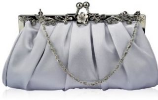 KCMODE Ladies Silver Vintage Style Soft Evening Clutch Bag