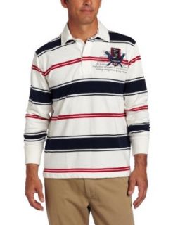 Nautica Mens Long Sleeve Striped Rugby Shirt, Sail White