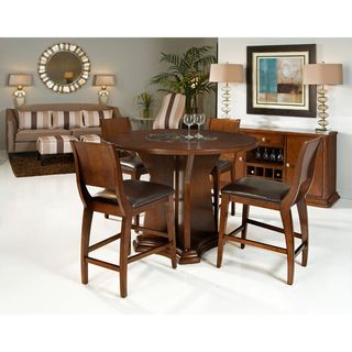 Transitional 5 piece Round Counter height Dining Set with Built in