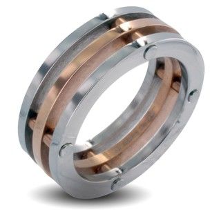 Stainless Steel Mens Interconnected Tri plate Wedding Band
