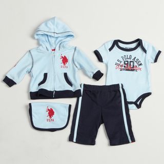 US Polo Newborn Boys 4 piece Bodysuit Set