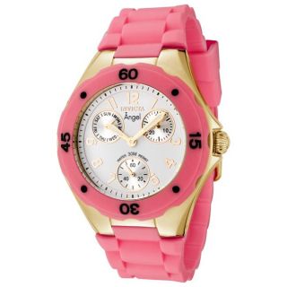 Invicta Womens Angel White Dial Pink Silicon Watch