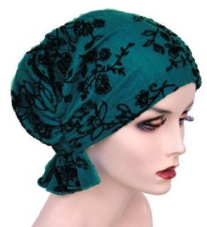 Turban Plus Abbey Cap in Turquoise Paisley Velvet in