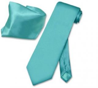 BIAGIO SILK Solid TURQUOISE Aqua Blue NeckTie Handkerchief