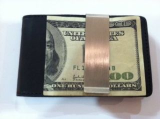 Black/Orange Money Clip Bi fold Leather Wallet By DesignSK