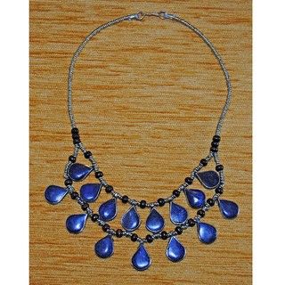 Silver Tribal Teardrop Lapis Lazuli Necklace (Afghanistan)