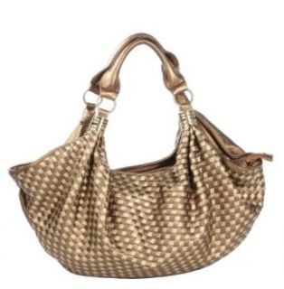 Trendy Tia Woven Hobo/Handbag   Bronze/Pewter Gold