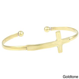 Handcrafted Goldtone Sideways Cross Cuff Bracelet (Mexico)
