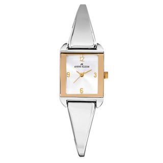 Anne Klein Womens Two Tone Square Bangle Watch