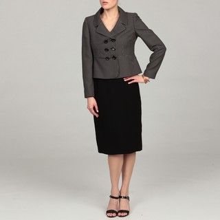 Evan Picone Womens Black/ Ivory Double breasted Skirt Suit