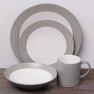 Denby Intro Stripe Grey 16 piece Dinnerware Set