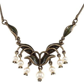 Sweet Romance White/Antiqued pewter Lily of the Valley Garden Necklace
