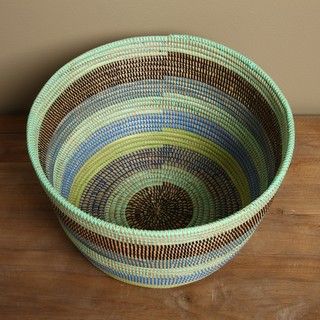 Stripe Round Weaved Basket (Senegal)
