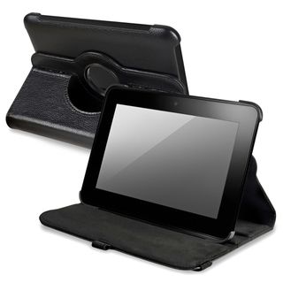 BasAcc Black Leather Swivel Case for  Kindle Fire HD 7 INCH
