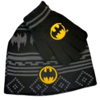 DC Comics Batman Boys Black Beanie & Gloves Winter Hat