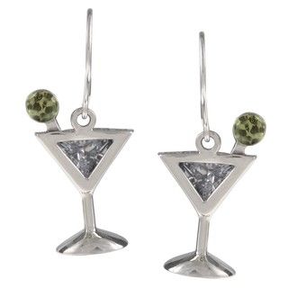 Silvermoon Sterling Silver Martini Cubic Zirconia and Peridot Earrings