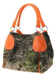 Camouflage Bucket Purse Orange Trim Camo Hobo Bag