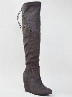 Asymmetrical Zipper Over the Knee Thigh High Wedge Boot ZOOSHOO: Shoes
