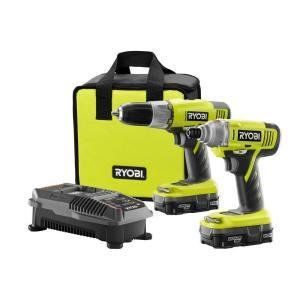 Ryobi 18v Lithium Ion Drill and Impact Driver Kit with 2 Batteries and