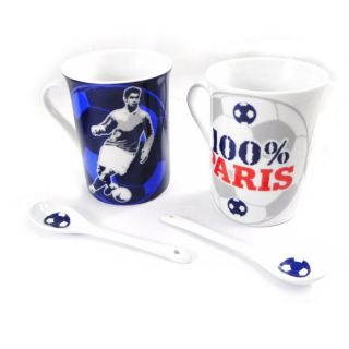 Coffret 2 Mugs 100% Paris + cuillères   Coffret cadeau 2 mugs 100%