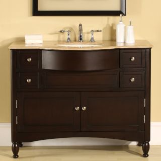 Silkroad Exclusive Travertine Top 45 inch Single Sink Vanity Cabinet