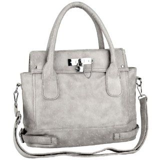 Gray Chic Office Tote Soft Leatherette Embossed Ostrich