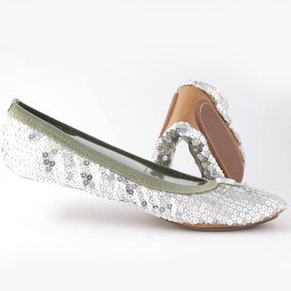 Fit In Clouds Silver Sequin Fold able Flats