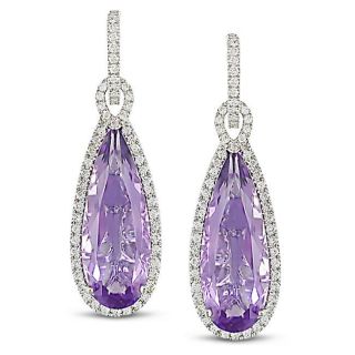 14k Gold Amethyst and 1ct TDW Diamond Earrings (G H, SI1 SI2
