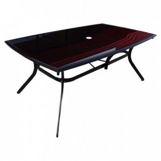 Table aluminium noir brillant plateau verre intégré noir 180 x 106