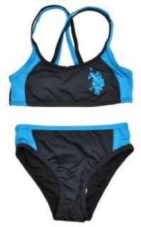 US Polo Assn Toddler Girls Black & Blue 2Pc Swimsuit