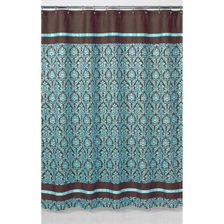 Turquoise and Brown Bella Cotton Shower Curtain
