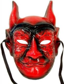 Shiny Red Devil Adult Costume Mask: Clothing