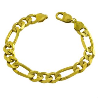 14k Yellow Gold Mens Solid 8.5 inch Figaro Bracelet
